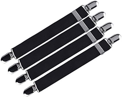 Bed Sheet Fasteners WITH METAL ADJUSTERS Mattress Cover Holders Grippers Suspenders Straps Clips | Perfect Fitted Bed Sheet Fastening System - Black, 2-Pack (8 pcs)