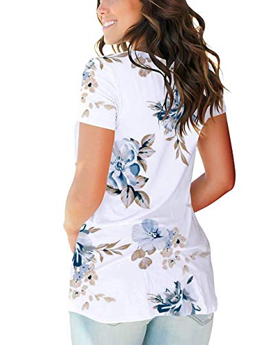Womans Cute T Shirts V Neck Summer Tee Tops Women Floral Tee Tops - Thumbnail 3