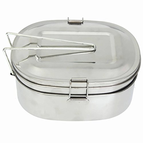 Lunch Box Acciaio Inossidabile 1L Con 3 Scomparti - Resistente Alle Perdite, Per Pranzo E Picnic