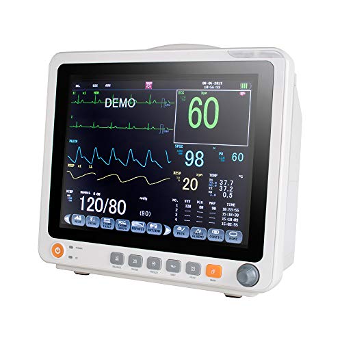 Portable 12.1 Inch Touch Screen Patient Monitor for 6 Body Parameter,Replaceable Built-in Battery,Shipping from US (Black)