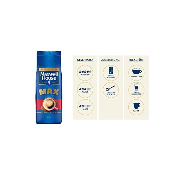 Maxwell House Max Instant-Kaffee, 500g löslicher Kaffee, Intensität 4/5, ideal für den Vendingbereich – Bild 4