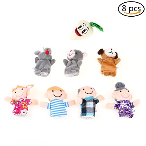 8 Pcs the Enormous Turnip Finger Puppets Farmer Version Story - Thumbnail 2