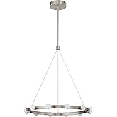Kuzco Lighting Rezz 28" Pendant | Brushed Nickel Finish | Matte Opal Glass | Modern LED Pendant Light Fixture | Made of Alumi