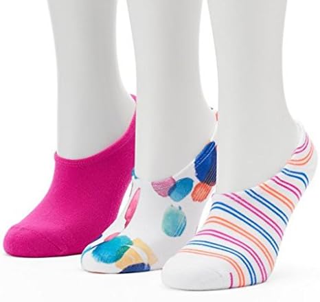Woman's Converse Made for Chucks No Show Socks 3-pk Pink Stripes and Dots Liner Socks