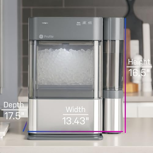 GE Profile Opal 2.0 with 0.75 Gallon Tank, Chewable Crunchable Countertop Nugget Ice Maker, Scoop included, 38 lbs in 24 hours, Pellet Ice Machine with WiFi & Smart Connected, Stainless Steel