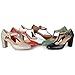Brinley Co. Womens T-strap Chunky Heel Round Toe Classic Matte Pumps