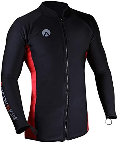 商舗 Sharkskinメンズchillproof長袖ラッシュガードフルファスナー付き