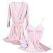 Aibrou Womens Satin Sleepwear 2 Piece Set Lace Cami Nightgown and Robe