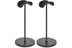 Round Curved Aluminum Headphone Stand, 2Pcs Alloy Desktop Headphone Stand, Headphone Curved Headset Stand with Base, ABS Soli