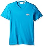 Lacoste Men's V-Neck T-Shirt with Contrast Applique Croc, Loire Blue/White, 5