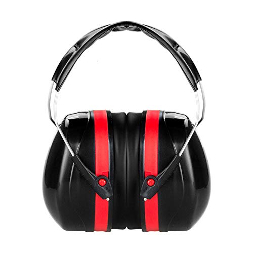 Ear Defenders SUPERTOOL Noise Cancelling Children/Adult Ear Defenders for Concert, Firework, Flight, Thunderstorm - Compact Foldable Comfortable & Adjustable Hearing Protection Ear Muffs Black/RED