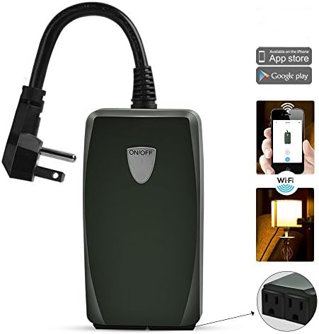 Wi-Fi Smart Plug,Compatible with Amazon Alexa No Hub Required,IP44 Weatherproof Smart Socket,Plug-In,On/Off and Timing/Timer Setting App Control by Smart Phone