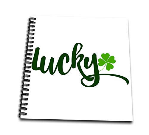 3dRose db_305118_1 Image of Lucky with A Clover Quote-Drawing Book, 8 by 8-inch…