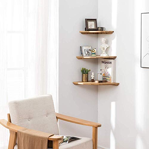 Corner Shelf 9inch Solid Oak Wood Floating Corner Shelf Wall Mount