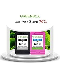 GREENBOX Chip   Cartucho de tinta de repuesto para HP 63XL 63 XL usado en HP Envy 4520 4516 HP Officejet 5255 5258 4650 3830 3833 HP DeskJet 1112 3632 (1 negro, 1 tri color)