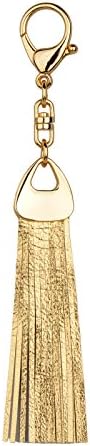 Richbud Leather Water Drop Tassel Keychain Handbag Charm Keyring Fob (Gold)