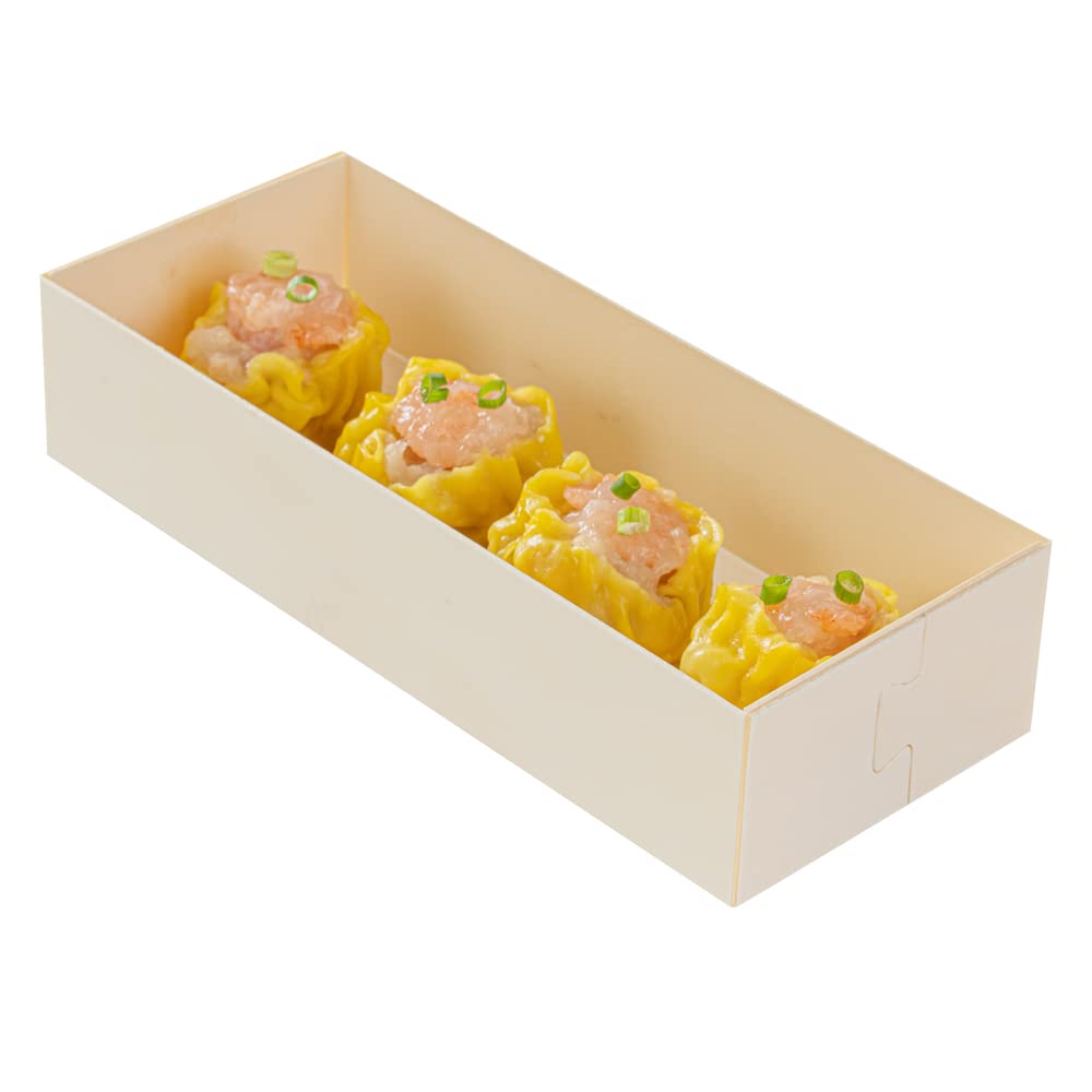 Photo 1 of Restaurantware Taipei 18 Ounce Food Containers 100 Rectangle Wooden Bento Boxes - Lids Sold Separately Grease Impermeable Poplar To Go Boxes Disposable Serve Noodles Dumplings And More