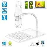 MAYLUCK WiFi Microscope 50X To 1000X Wireless Digital Microscope, Flexible Arm Observation Stand with 1080P HD 2.0 MP 8 LED Camera, Mini Handheld Microscope for Android iOS PC