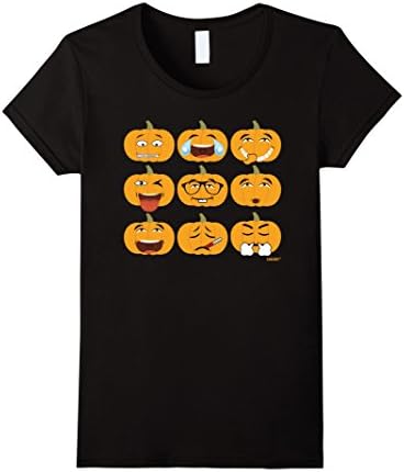 Women's Pumpkin Halloween Funny Cute Costume Asian Emoji Face Shirt Medium Black