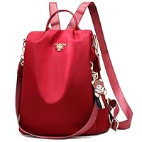 H&N Fashion Women Backpack Purse Waterproof Anti-theft Daypack Lightweight School Shoulder Bag, Red, Medium