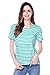 Bearsland Maternity Women's Striped Short Sleeves Maternity Nursing Top GreenWhite Size M
