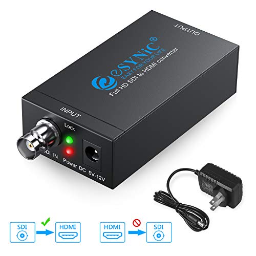 eSynic SDI to HDMI Converter Mini 3G SDI HDMI Adapter - Full HD 1080P SDI to HDTV Audio Converter - Supports HD-SDI, SD-SDI and 3G-SDI Signals Display on HDMI Monitor