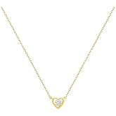 HERIER Gold Necklace for Women Dainty Heart Necklace 14K Gold Plated Tiny CZ Diamond Necklace Simple Jewelry for Women Gifts
