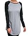 Halife Women's Crewneck Raglan Sleeve Long T-shirt Tunics Tops (XL, Black)