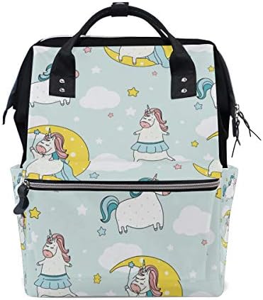 Cute Unicorn with Moon Diaper Baby Bag Backpack for Mom Women Nappy Bag Multi-Function Backpack Travel School College Large