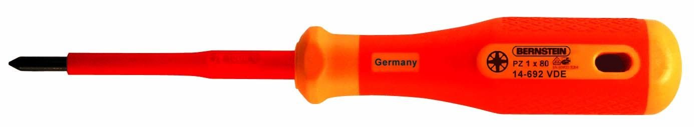 Bernstein 14-693 VDE Phillips Screwdriver Pozi-Drive Size 2 Blade Length 100 mm with 2-Component Handle