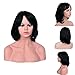 14 Inches Short Layered Bob Synthetic Heat Resistant Wig, Black Synthetic Hair Wig Natural Looking Halloween Costume Wigs with Bangs Fashion Wigs For Black Women African American Ladies Cosplay Party