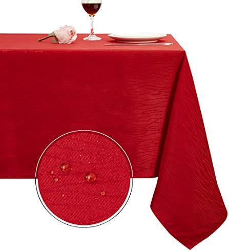 Obstal Rectangle Table Cloth, Oil-Proof Spill-Proof and Water Resistance Microfiber Tablecloth, Decorative Fabric Curve Table Cover for Outdoor and Indoor Use (Rio Red, 60 x 84 Inch)
