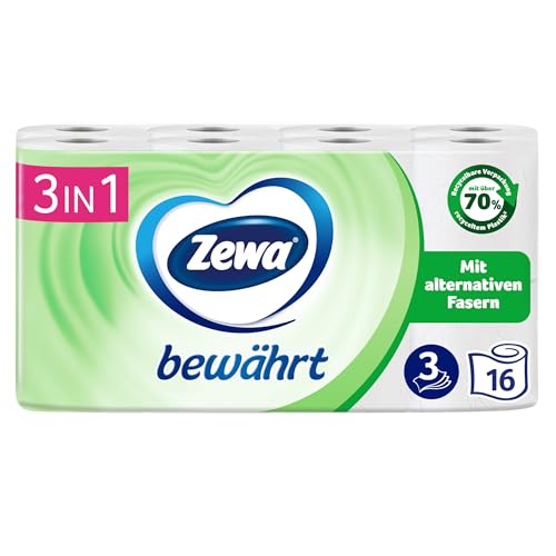 Zewa bewährt - 48 Rollen - Das erste Toilettenpapier mit Strohanteil - 3lagig 2