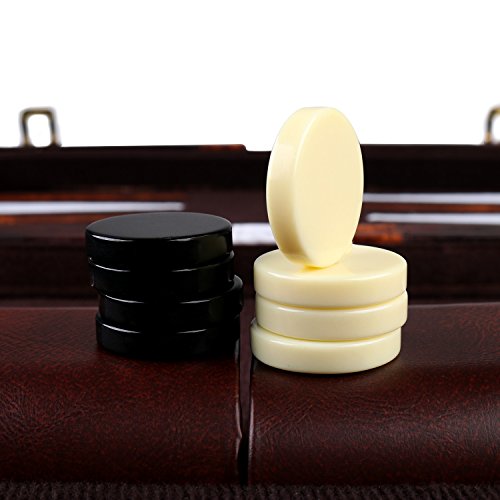 15'' Backgammon Set with Travel Leatherette Carrying Case for Kids and Adults by KAILE