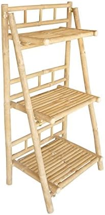 Bamboo 3-Tier Folding Ladder Bookshelf, 20.9x14.2x42.3, Natural