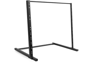 PYLE 12U Open Frame Steel-19'' Floorstanding, Patch Panel Shelf Bracket, Standing Desktop Server Room Rack for Computer/AV/Me