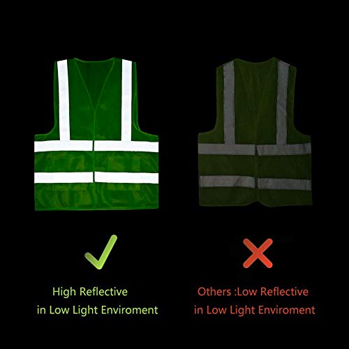 JSungo High Visibility Safety Vest 10 Pack, ANSI Class 2 Identification Security Vest with 2 Inch Reflective Silver Strip, Velcro Construction Vest for Night Running, Jogging, Cycling Walking (Yellow) - Thumbnail 5