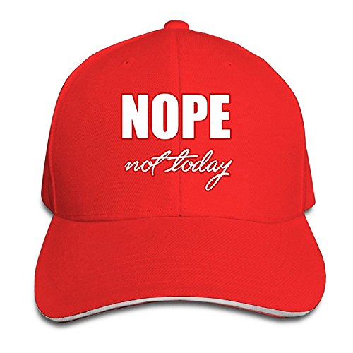 Unisex Nope Not Today Adjustable Snapback Baseball Hat Red One Size