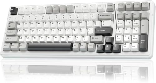 Aula F99 Keyboard Gaming Wireless Mechanical Keyboards Computer Bluetooth Creamy Keyboard Full Size Hot Swappable Custom RGB Backlit with 8000mAh Battery,Tri-Mode BT5.0/2.4GHz/USB-C (Black&White&Grey)