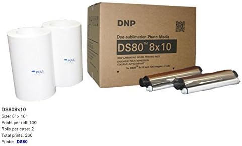 DNP DS80 8 x 10 inch Dyesub Printer Media Kit, 260 Glossy Prints by DNP
