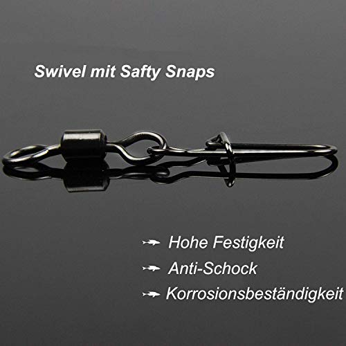 OROOTL 250 STK Angel Wirbel Set Angelwirbel Rollen Wirbel Angeln mit Safety Snap Angelköder Verbinder Angelzubehör Set Angelgeräte – Bild 3