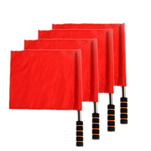 US-CZ-XING Referees Small Signal Flag - 4 Pieces of Football Hand Flags Rugby Linesman Assistant Equipments Signal Flag (Red)