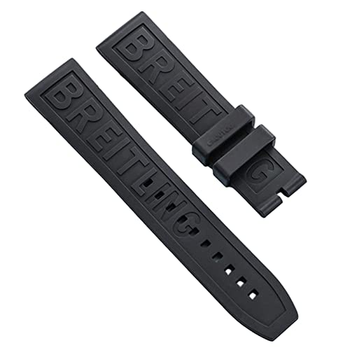 KAPPDE For Breitling navitimer avenger pin buckle strap silicone Watch band 22mm 24mm Black dark blue Watchband