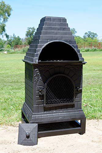 The Blue Rooster Co. Casita Style Cast Iron Wood Burning Chiminea in Charcoal. - Thumbnail 3