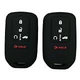 Coolbestda 2Pcs Silicone Full Protective Key Fob Remote Cover Case Skin Jacket for A2C81642600 2015 2016 2017 Honda Civic Accord Pilot CR-V 5 Buttons Smart Key Black
