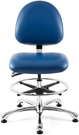 Bevco ErgoLux, Desk Height Stool w/Backrest, Black Nylon Base, Dual-Wheel Hard Floor Casters