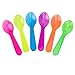 [100 Count] Transparent Mixed Mini Tasting Spoons - 3 Inch NEW 6 Color Disposable Plastic Spoons for Sampling Food, Ice Cream, or Spices - Frozen Dessert Supplies