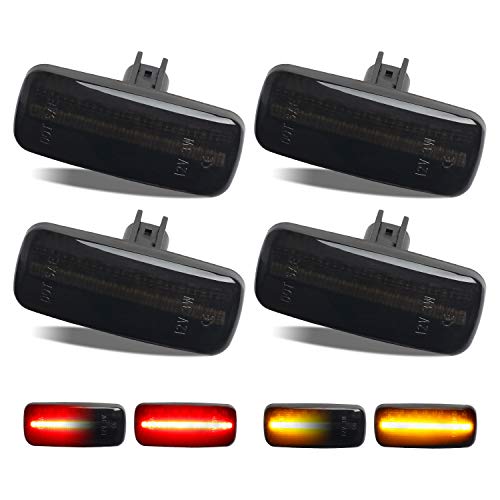 RUXIFEY Sequential LED Side Marker Lights Smoked Front Rear Sidemarkers Compatible with Dodge Ram 2500 3500 2010-2018