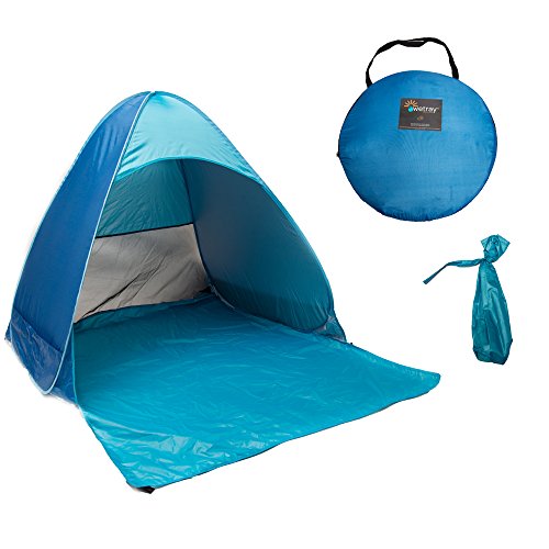 Wetray TM Instant Portable Automatic Quick Pop-up Outdoor Sun Shelter, Beach Tent Cabana Umbrella Canopy- Light Blue with Carry Bag Perfect for Family Time & Kids
