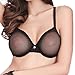 Women's Sheer Bra See Through Mesh Lingerie Transparent Unlined Lace Barely There Sexy Bras, Black Bra, 38D
